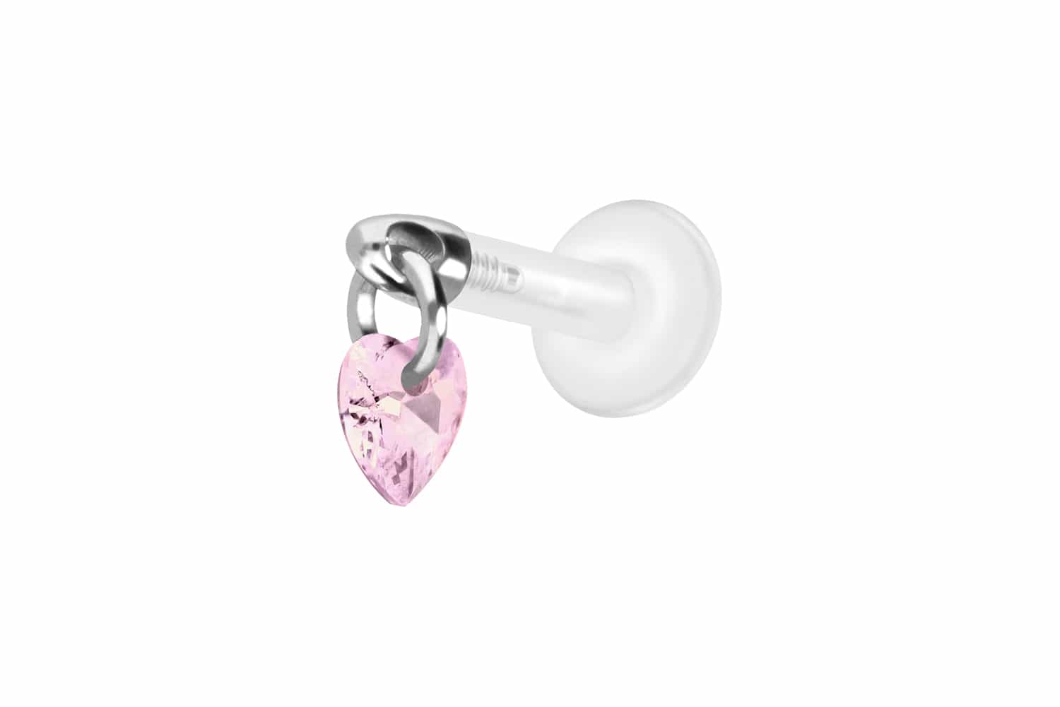 PTFE Labret Piercing mit Innengewinde + Titan-Aufsatz KRISTALLHERZ